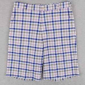 Nike Golf Dri Fit 11" Shorts Mens Size 30 Blue Pink Plaid Polyester Stretch